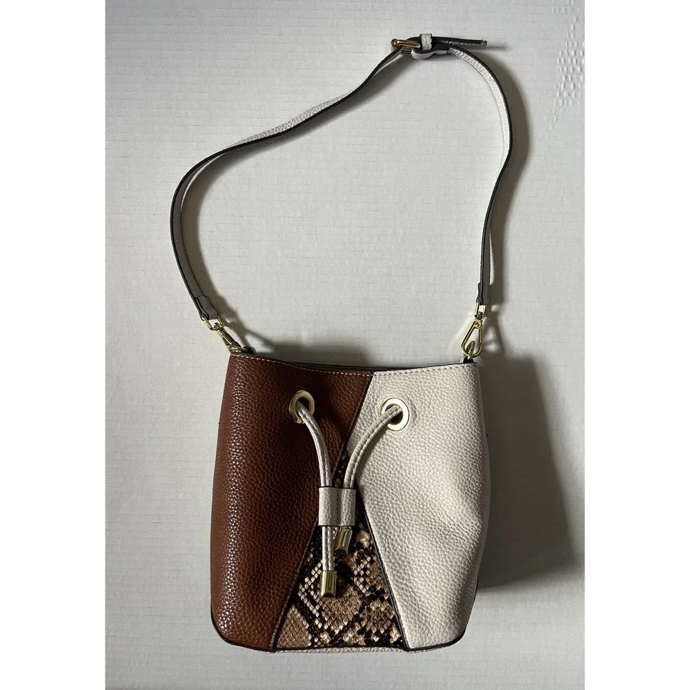 STEVE MADDEN‎ Bucket Cognac Reptile Snake Pattern Purse Handbag